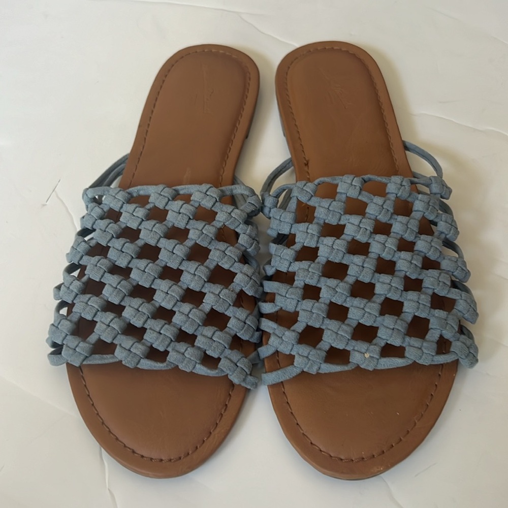 Universal Thread Goods Light Blue Macrame Slides - Picture 2 of 7